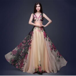 Długa sukienka z kwiatowym wzorem