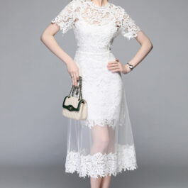 Biała koronkowa sukienka dwie warstwy