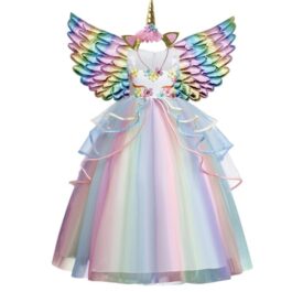 Sukienka Maxi Strój Przebranie Kostium Jednorożec Unicorn Rainbow