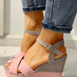 Sandały na koturnie Pink Gray